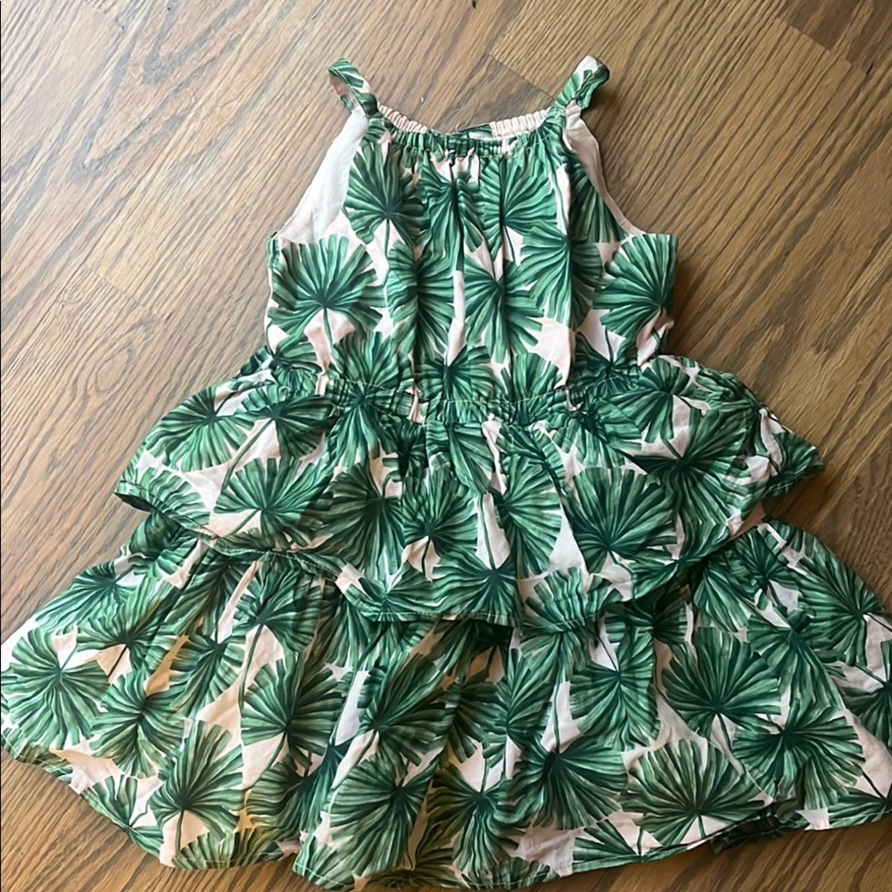 Janie and Jack Tropical Leaf Print Dress